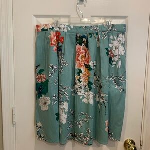 Grace Karin Floral A-Line Skirt in Teal